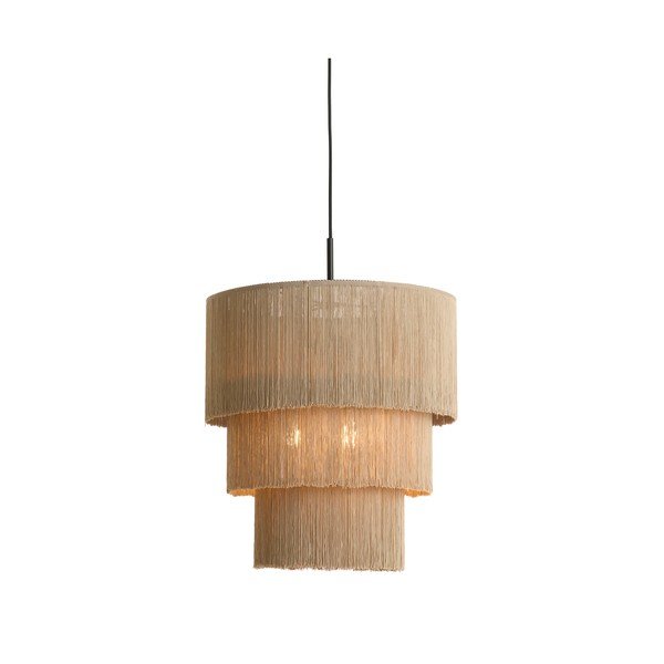 Szürkésbarna függőlámpa textil búrával ø 10 cm Malaika – Light & Living-image-3
