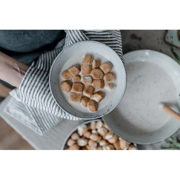 Len konyharuha 45x65 cm Thin Black Stripes – Linen Tales-image-3