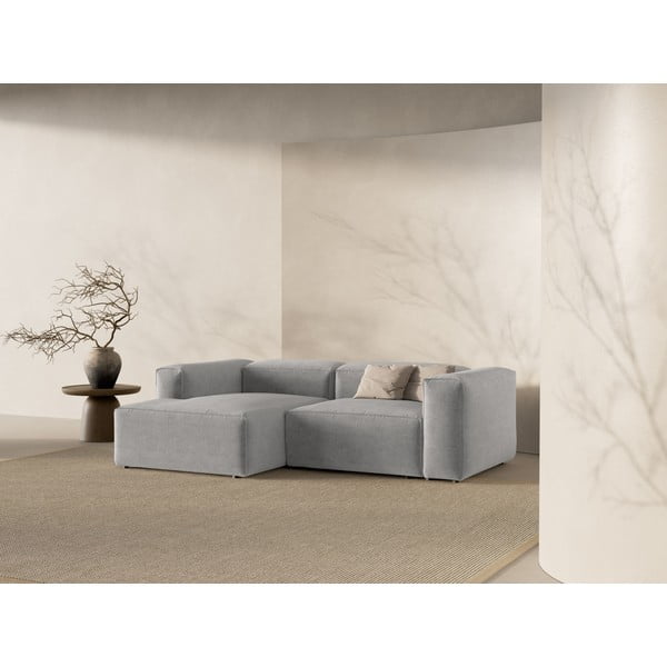Világosszürke sarokkanapé (bal oldali-heverő résszel) Bergamo – Cosmopolitan Design-image-1