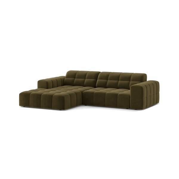 Khaki bársony sarokkanapé (bal oldali-heverő résszel) Chicago – Cosmopolitan Design-image-1