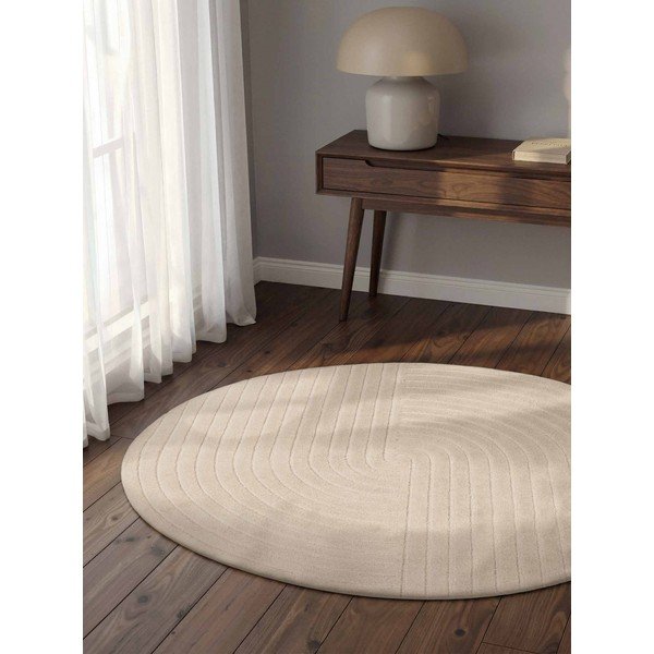 Krémszínű kézi szövésű gyapjú kerek szőnyeg ø 120 cm Arcura – Vikosa-image-1