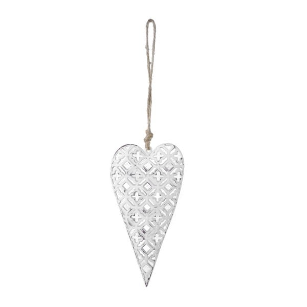 Heart fehér szívalakú fém függő dekoráció, magasság 14 cm - Ego Dekor