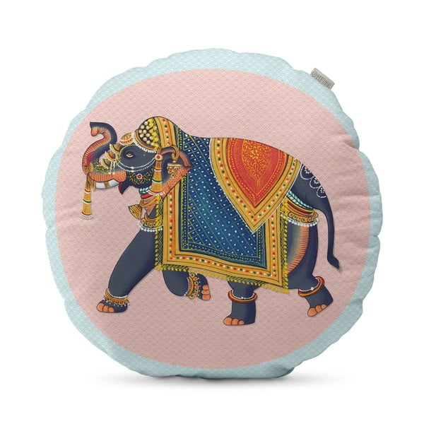 Kandula Pink Elephant kétoldalas pamut díszpárna, ⌀ 50 cm - HF Living