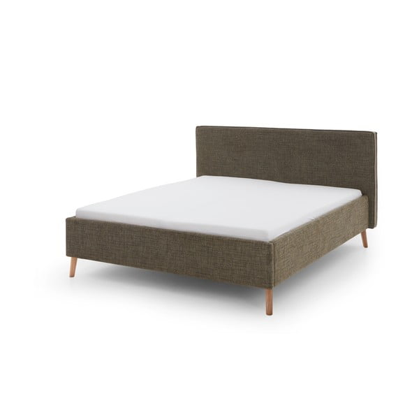 Sötétzöld kárpitozott franciaágy tárolóhellyel, ágyráccsal 180x200 cm Riva – Meise Möbel
