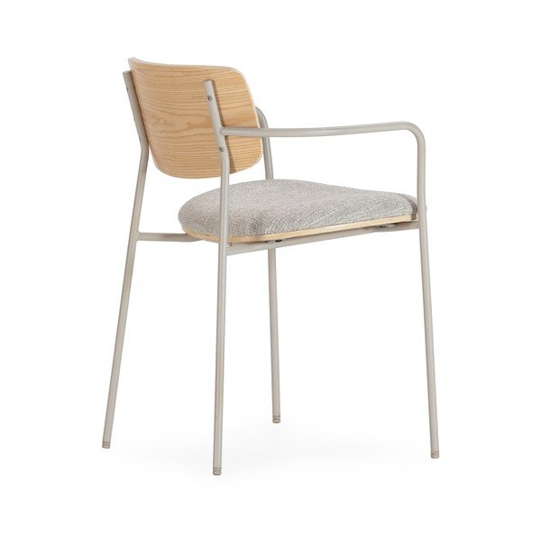 Világosszürke-natúr színű kárpitozott karfás étkezőfotel szett Nour – MOME-image-4