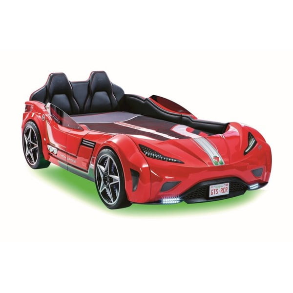 Fast GTS Carbed Red autó formájú piros gyerekágy, zöld lámpákkal