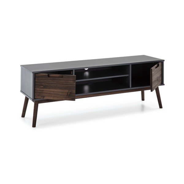 Antracitszürke-sötétbarna borovi fenyő TV-állvány 140x52,5 cm Nussa – Marckeric-image-2