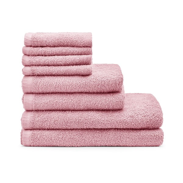 Rózsaszín gyorsan száradó-frottír pamut törölköző és fürdőlepedő készlet 8 db-os Quick Dry – Catherine Lansfield