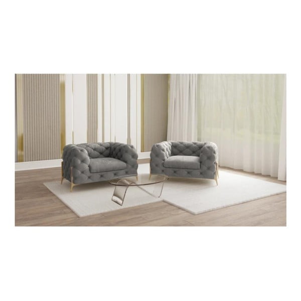 Szürke bársony fotel Chelsea Bis – Ropez-image-1