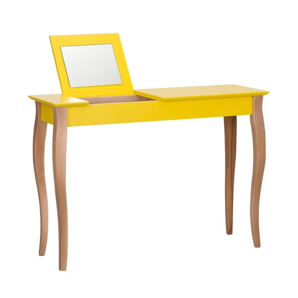 Dressing Table sárga fésülködőasztal tükörrel, hosszúság 105 cm - Ragaba