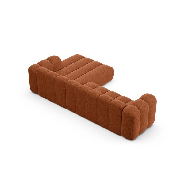 Téglavörös zsenília sarokkanapé (jobb oldali-heverő résszel) Lupine – Micadoni -image-3