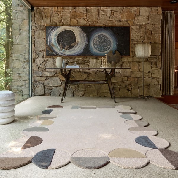 Szürkésbézs kézi szövésű gyapjú szőnyeg 160x230 cm Mia Scallop Frame – Flair Rugs-image-1