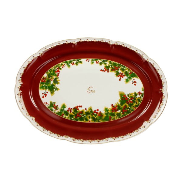 La Bacche porcelán kínáló tálca karácsonyi mintával - Brandani