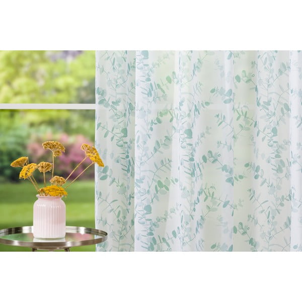 Fehér-mentazöld átlátszó függöny 300x260 cm Luiza – Mendola Fabrics