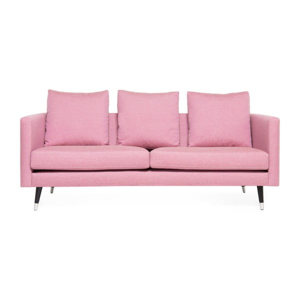 Meyer rózsaszín 3 személyes kanapé, párnákkal és ezüstszínű lábakkal - Vivonita