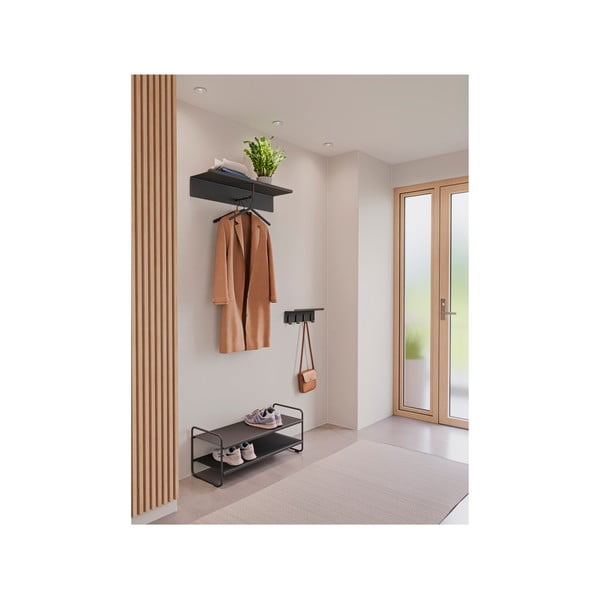 Fekete acél fali fogas polccal 11,5 cm A-Hallway – Zone-image-2