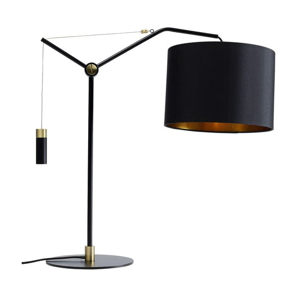 Fekete asztali lámpa textil búrával (magasság 55 cm) Salotto – Kare Design