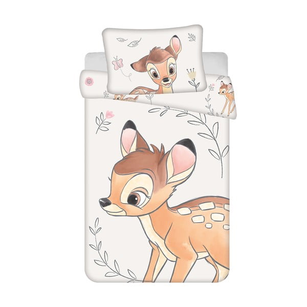 Pamut gyerek ágyneműhuzat babaágyhoz 100x135 cm  Bambi "Beige" – Jerry Fabrics