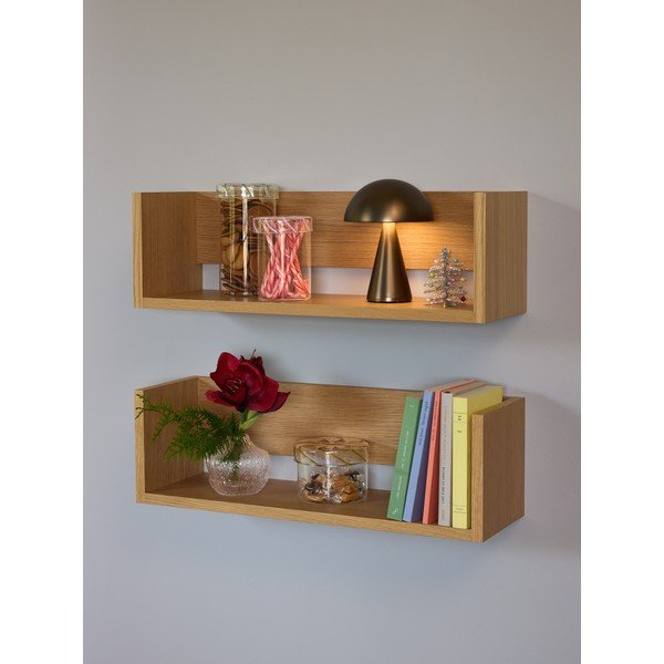 Natúr színű fali polc tölgyfa dekorral 64 cm Gap – Hübsch-image-3
