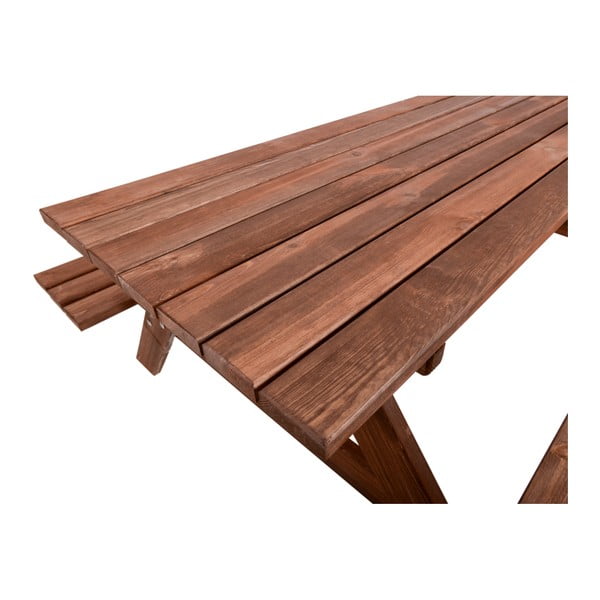 Sötétbarna tömörfa négyszemélyes kerti étkezőgarnitúra Piknic – Rojaplast-image-2