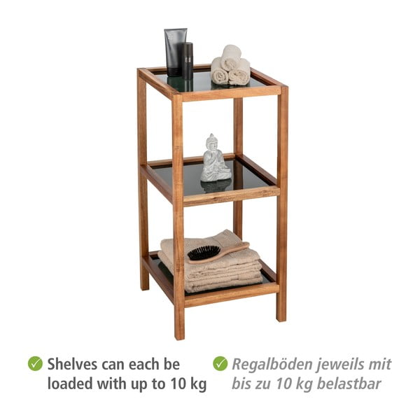 Fekete-natúr színű üveg fürdőszobai polcos állvány 36x79 cm Fondi – Wenko-image-3