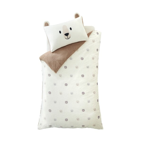 Barna-krémszínű egyszemélyes mikroplüss gyerek ágyneműhuzat 135x200 cm Cosy Bear – Catherine Lansfield
