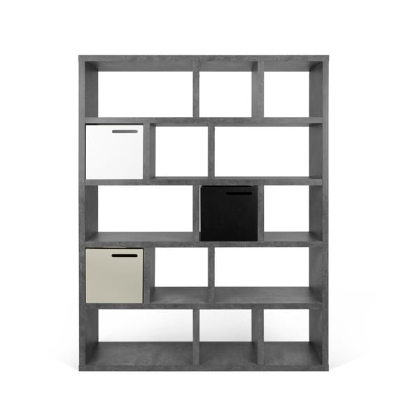 Szürke könyvespolc beton dekorral 150x198 cm Berlin – TemaHome-image-3