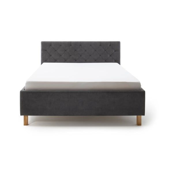 Sötétszürke kárpitozott ágyneműtartós franciaágy ágyráccsal 180x200 cm San Remo – Meise Möbel-image-2