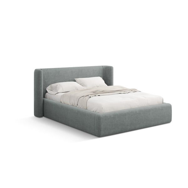 Sötétszürke kárpitozott ágyneműtartós franciaágy ágyráccsal 180x200 cm Jason – Windsor & Co Sofas