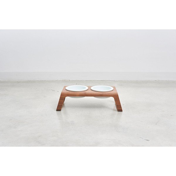 Tálka szett állvánnyal kutyáknak Desco Walnut S – MiaCara-image-1