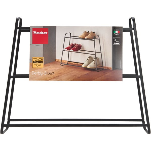Derby fekete háromszintes cipőtartó - Metaltex-image-2