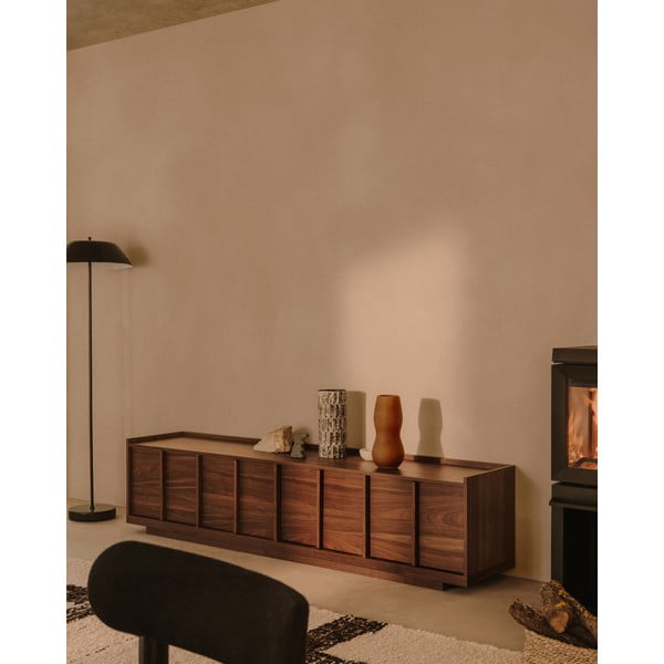 Barna TV-állvány diófa dekorral 200x47x40 cm Onix – Kave Home-image-1