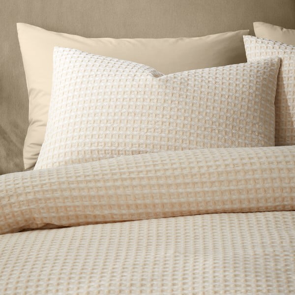 Bézs kétszemélyes ágyneműhuzat 200x200 cm Muscat Waffle – Pineapple Elephant-image-3