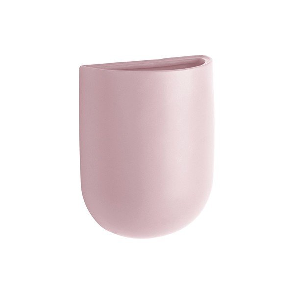 Oval világos rózsaszín fali kerámia virágcserép - PT LIVING-image-2