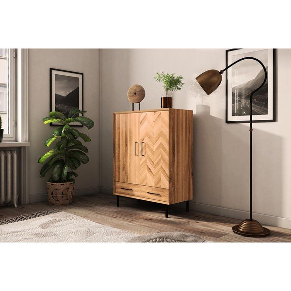 Natúr színű tölgyfa szekrény 97x125 cm Abies – The Beds-image-3