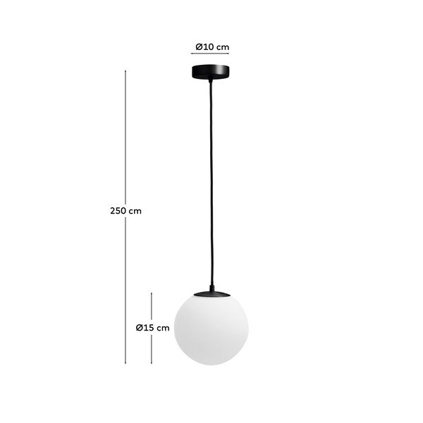 Fehér-fekete fém függőlámpa üveg búrával ø 15 cm Brisia – Kave Home-image-3