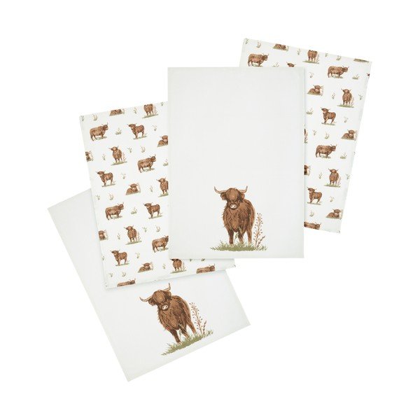 Pamut konyharuha szett 4 db-os 50x70 cm Angus Highland Cow – Catherine Lansfield