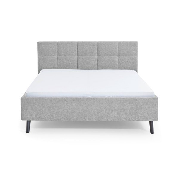 Szürke kárpitozott ágyneműtartós franciaágy ágyráccsal 180x200 cm Nova – Meise Möbel