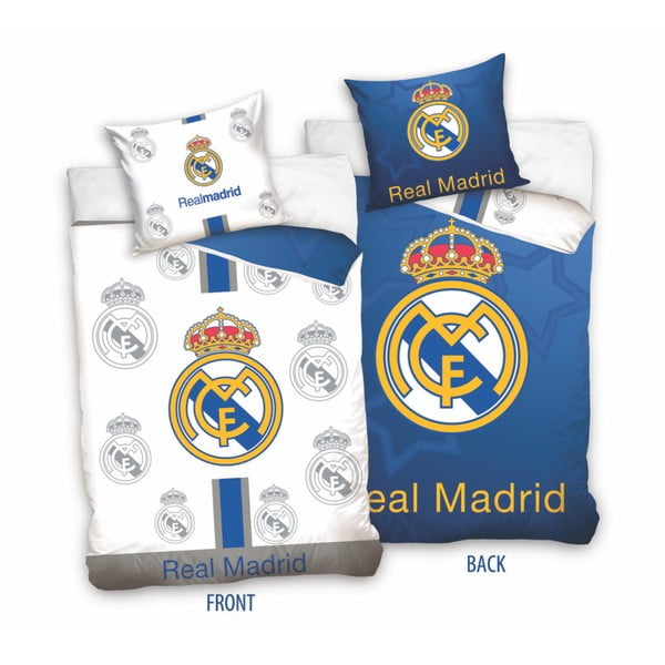Real Madrid Logo egyszemélyes, kétoldalas, pamut gyerek ágyneműhuzat, 140 x 200 cm - CARBOTEX