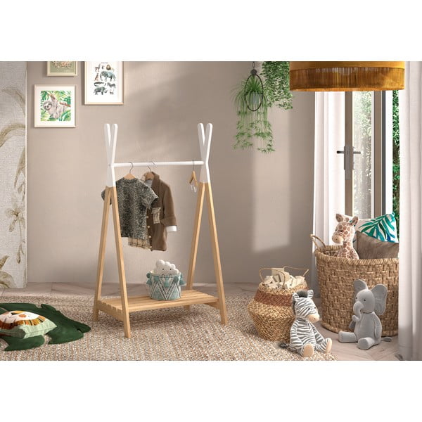 Fehér-natúr színű borovi fenyő gyerek fogas KIDDY – Vipack-image-1