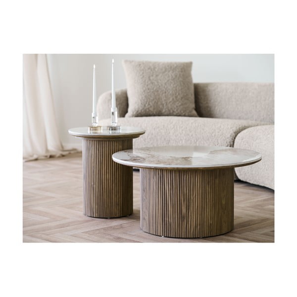 Kerek tárolóasztal márvány dekoros asztallappal ø 45 cm Athens – House Nordic-image-2