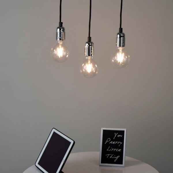 Uno fekete háromágú függőlámpa, ezüstszínű részletekkel - Sotto Luce-image-2