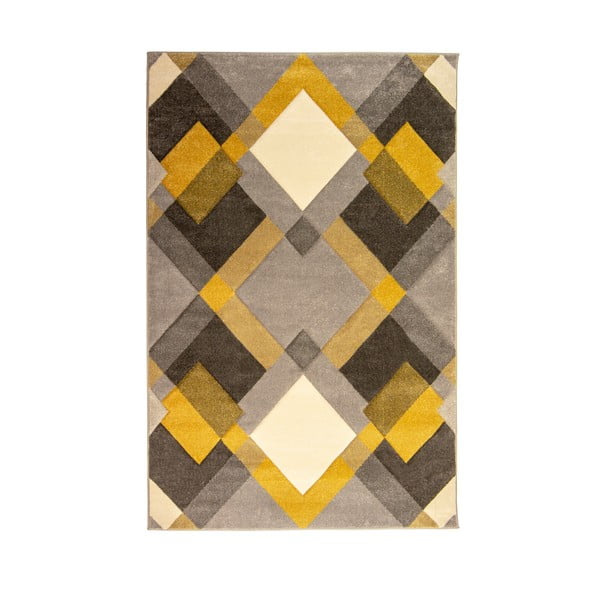 Nimbus szürke-sárga szőnyeg, 200 x 290 cm - Flair Rugs