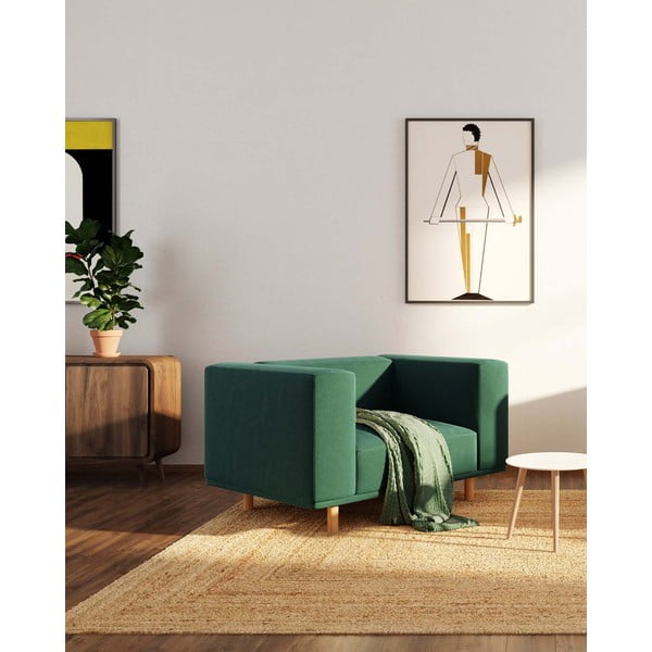 Sötétzöld bársony relaxációs fotel Kukumo – Ame Yens-image-1