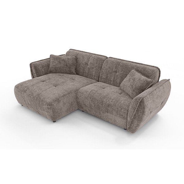 Szürkésbarna zsenília sarokkanapé (bal oldali-heverő résszel) Nelia – Ropez-image-2