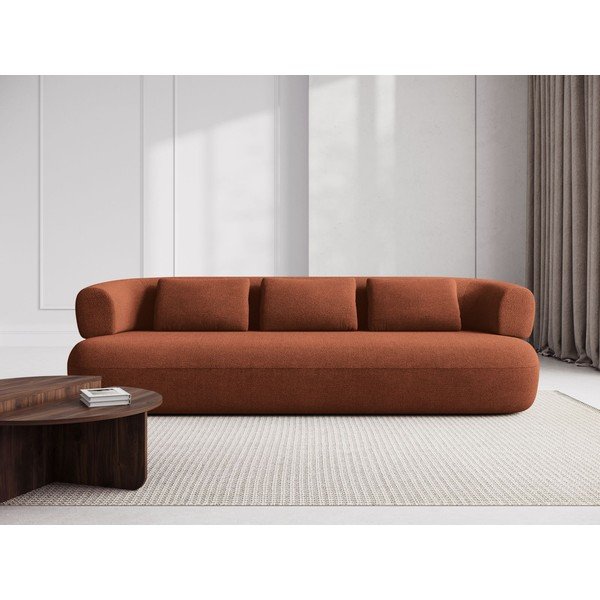 Terrakotta színű buklé kanapé 200 cm Jenny – Micadoni -image-1