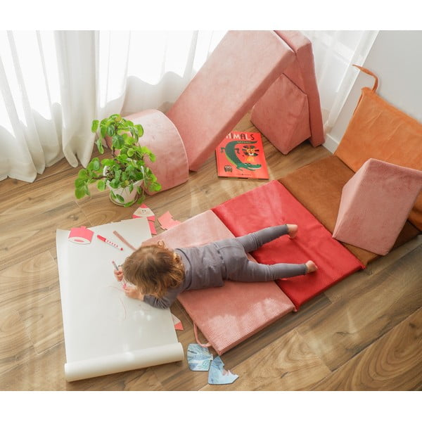 Világos rózsaszín kordbársony habszivacs játszótér 75x41x7 cm Bloque Montessori – Little Nice Things-image-4