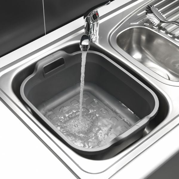 Fémes szürke műanyag lavór két fogantyúval, 39 x 32 x 14 cm - Addis-image-1