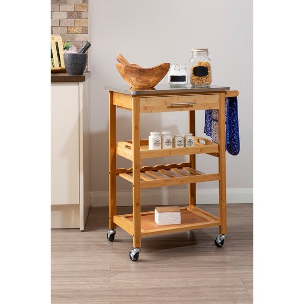 Bambusz gurulós zsúrkocsi 41x58 cm Harlow – Premier Housewares-image-1