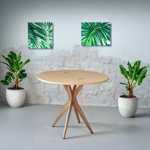 Kerek bővíthető étkezőasztal kőrisfa dekoros asztallappal 45x90 cm Jubi – Ragaba-image-4